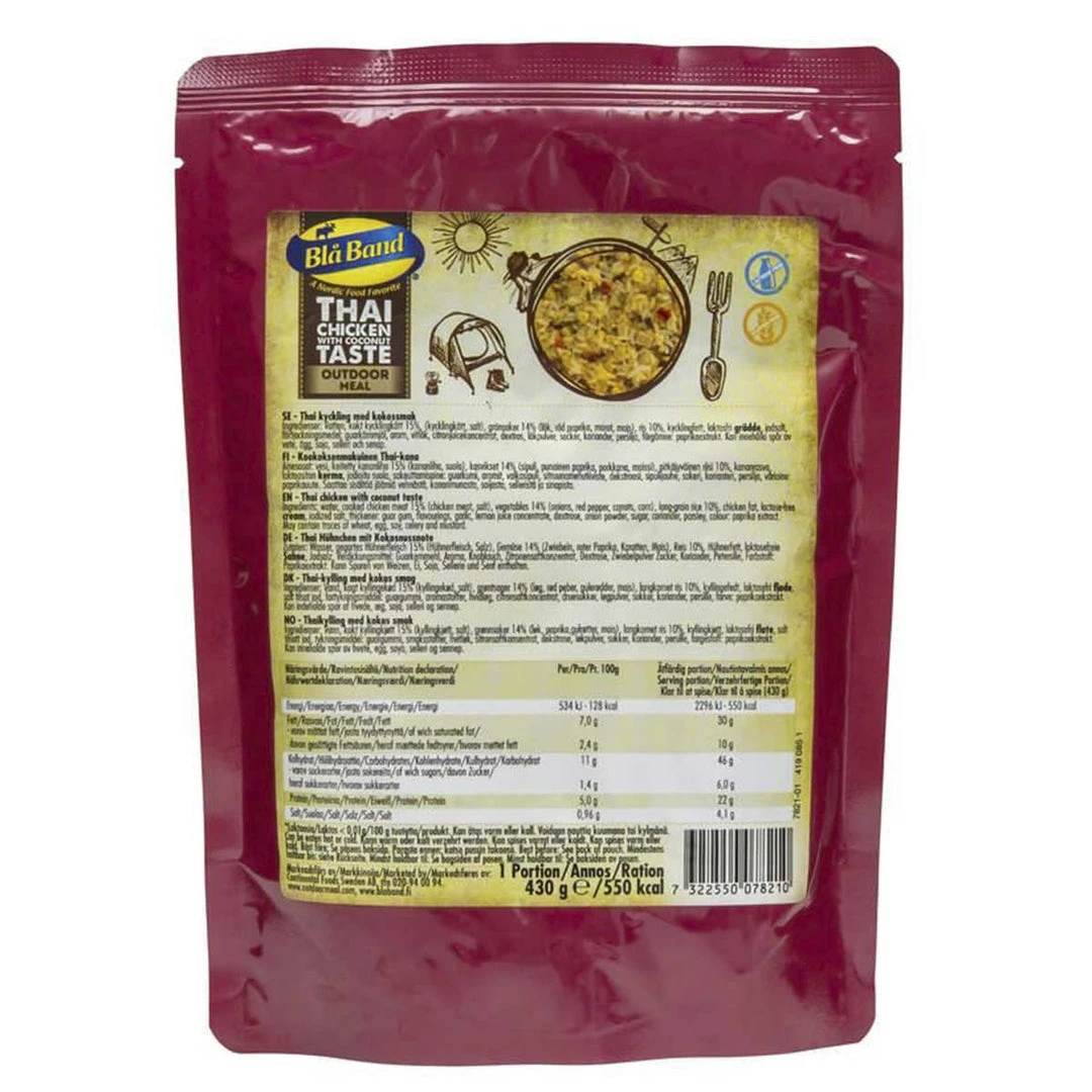 BLA BAND THAI CHICKEN CURRY WITH COCONUT TASTE | Ready Meal, 550 KCAL 1 BLA BAND THAI CHICKEN CURRY WITH COCONUT TASTE | Ready Meal, 550 KCAL
