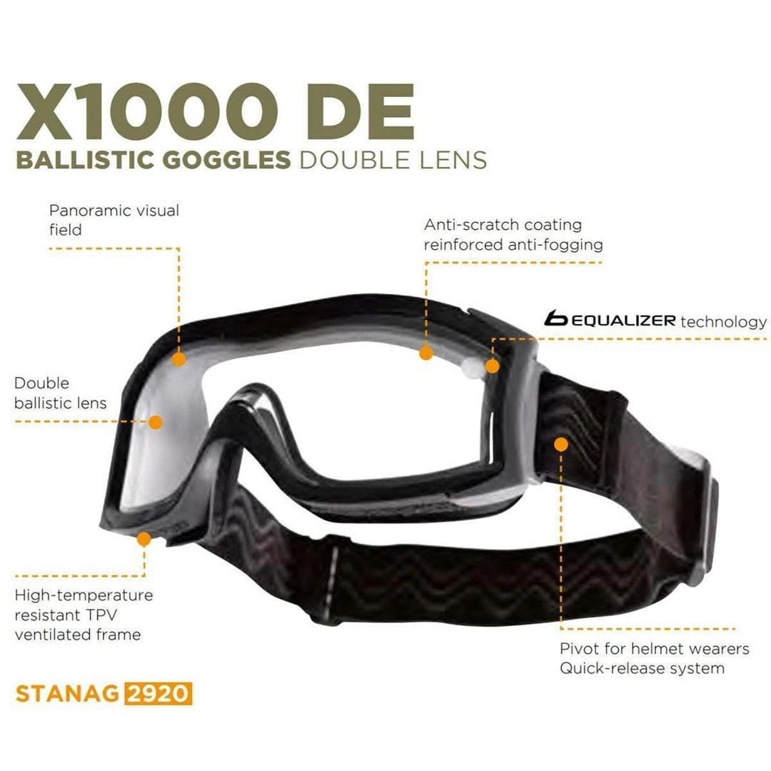 BOLLE X1000 DUAL LENS | Ballistic Tactical Goggles, Clear Lens 4 BOLLE X1000 DUAL LENS | Ballistic Tactical Goggles, Clear Lens