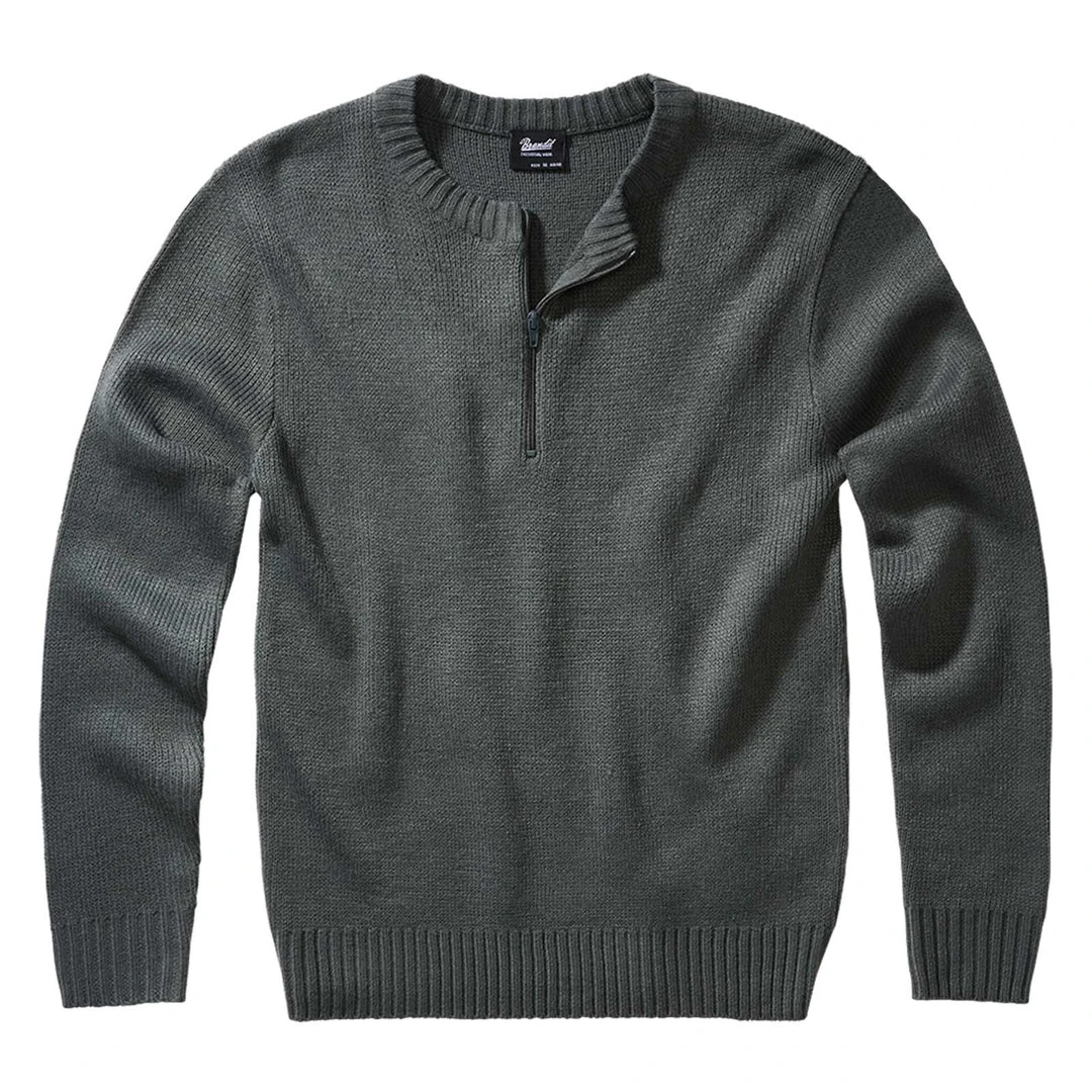 BRANDIT ARMEE PULLOVER | Men's Military Knitted Jumper With 1/4 Zip 1 BRANDIT ARMEE PULLOVER | Men's Military Knitted Jumper With 1/4 Zip