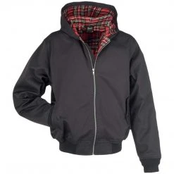 BRANDIT LORD CANTERBURY HOODED JACKET | Men's Harrington Jacket, Black