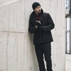 BRANDIT PEA COAT | Men's Double Breasted Wool Blend Jacket, Black Clothing 5 BRANDIT PEA COAT | Men's Double Breasted Wool Blend Jacket, Black Clothing