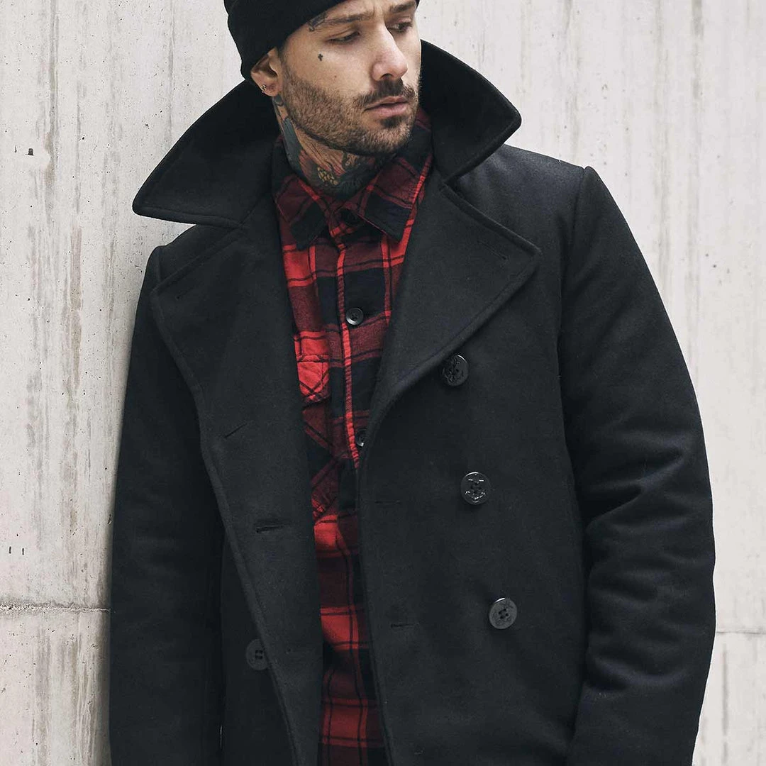 BRANDIT PEA COAT | Men's Double Breasted Wool Blend Jacket, Black Clothing 2 BRANDIT PEA COAT | Men's Double Breasted Wool Blend Jacket, Black Clothing