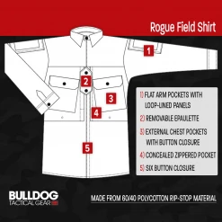 Bulldog Tactical Gear BULLDOG ROGUE FIELD SHIRT | Men's Long Sleeve Lightweight Jacket