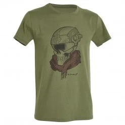 Defcon 5 D.FIVE SKULL WITH HELMET TEE | Men's Short Sleeve Army Graphic T-Shirt Clothing