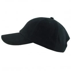 FRUIT OF THE LOOM PLAIN BLACK STRAPBACK CAP | Uniform Baseball Hat
