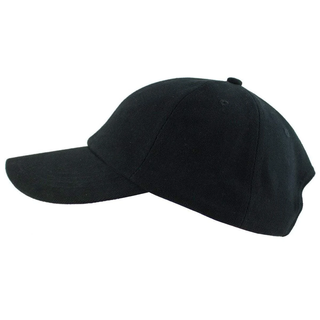 FRUIT OF THE LOOM PLAIN BLACK STRAPBACK CAP | Uniform Baseball Hat 2 FRUIT OF THE LOOM PLAIN BLACK STRAPBACK CAP | Uniform Baseball Hat