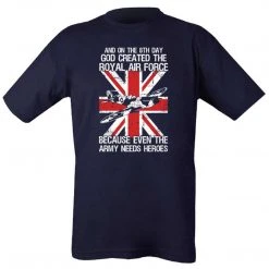 Kombat UK GOD CREATED ROYAL AIR FORCE T-SHIRT | Men's Short Sleeve Tee, Blue