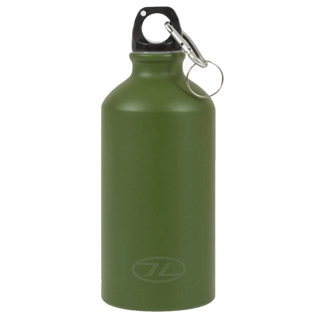 HIGHLANDER ALUMINIUM WATER BOTTLE 500ml | With Carabiner On Lid 1 HIGHLANDER ALUMINIUM WATER BOTTLE 500ml | With Carabiner On Lid