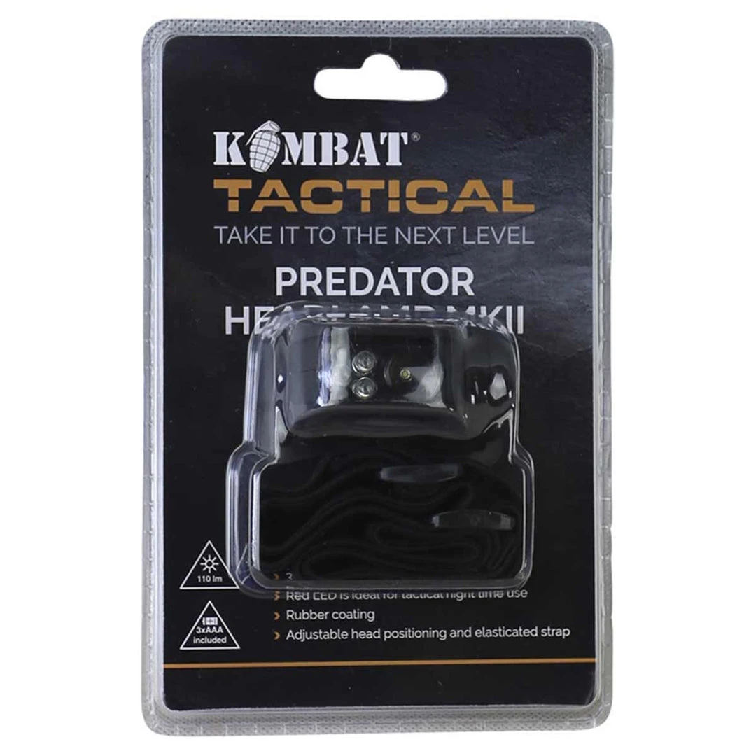 Kombat UK Equipment KOMBAT PREDATOR II HEAD TORCH | Headlamp, White/Red Light, 110 Lumen 2 Kombat UK Equipment KOMBAT PREDATOR II HEAD TORCH | Headlamp, White/Red Light, 110 Lumen