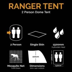 Kombat UK KOMBAT RANGER TENT | Military Style 2-Person Single Skin Dome Tent