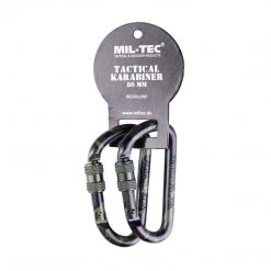 MIL-TEC ACCESSORY LINK CARABINER 80mm | Woodland Camo, Sold In Pairs