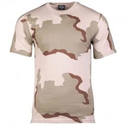 MIL-TEC 3 COLOUR DESERT CAMO T-SHIRT | Men's Short Sleeve Army Tee Clothing