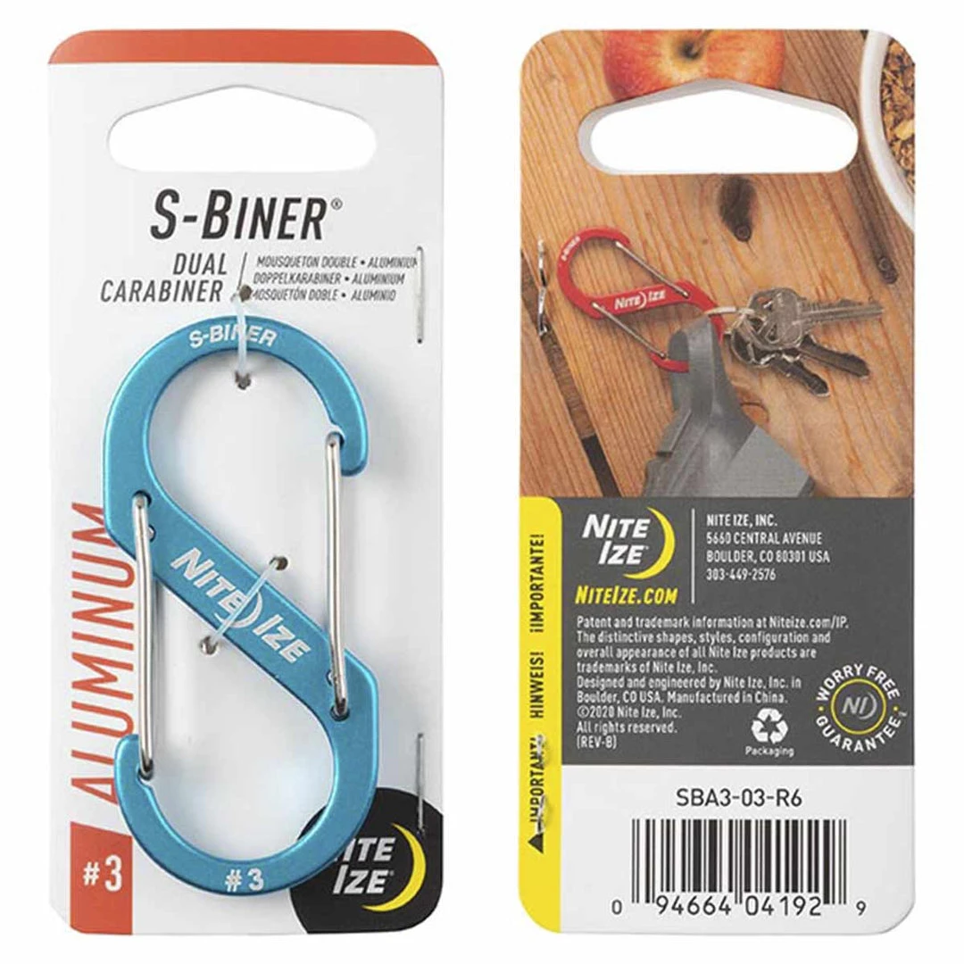 NITE IZE S-BINER ALUMINIUM DUAL CARABINER #3 | Double Gate 3.1 X 6.9cm 2 NITE IZE S-BINER ALUMINIUM DUAL CARABINER #3 | Double Gate 3.1 X 6.9cm