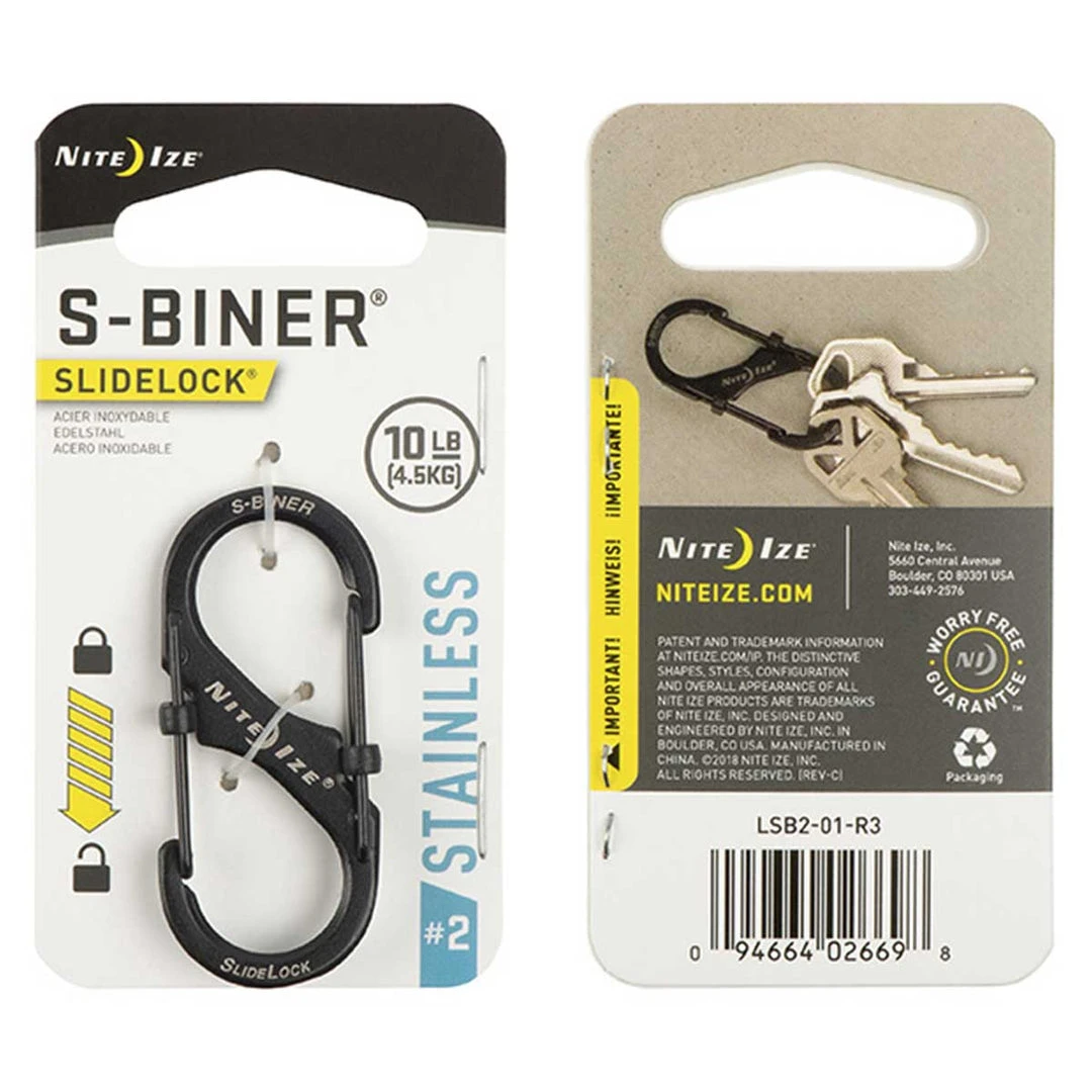 NITE IZE S-BINER SLIDELOCK STAINLESS STEEL #2 | Locking, 2.2cm X 5cm 1 NITE IZE S-BINER SLIDELOCK STAINLESS STEEL #2 | Locking, 2.2cm X 5cm