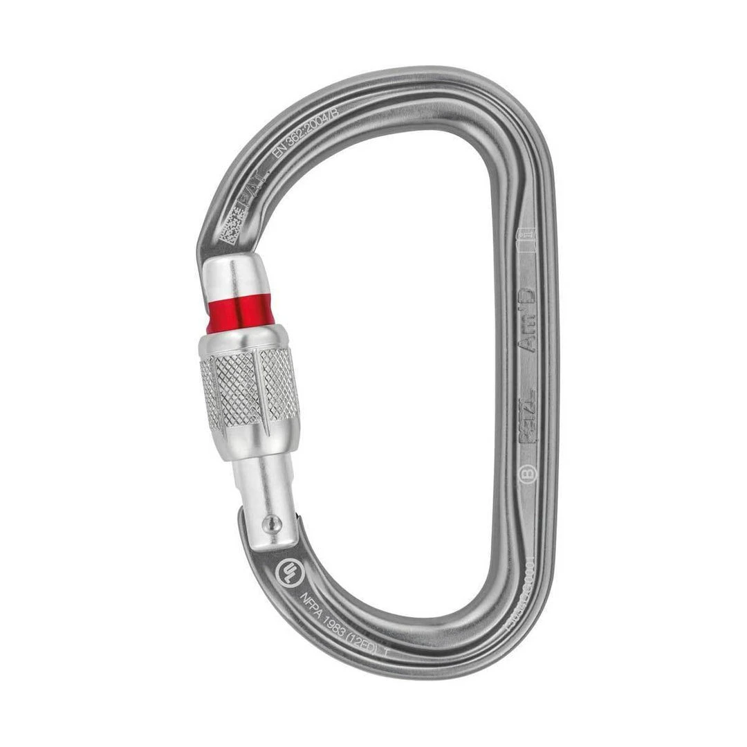 Equipment PETZL AM'D SCREW LOCK | D-Shaped Aluminum Locking Carabiner, Grey 1 Equipment PETZL AM'D SCREW LOCK | D-Shaped Aluminum Locking Carabiner, Grey