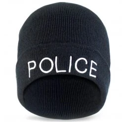 Clothing ROTHCO POLICE EMBROIDERED WATCH CAP | Acrylic Beanie Hat, Black