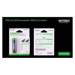 Nextorch Rechargeable Battery 3400mAh USB 18650 Equipment 7 Nextorch Rechargeable Battery 3400mAh USB 18650 Equipment