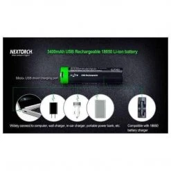 Nextorch Rechargeable Battery 3400mAh USB 18650 Equipment 9 Nextorch Rechargeable Battery 3400mAh USB 18650 Equipment