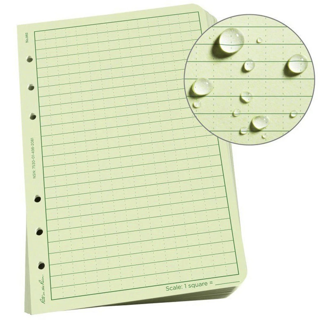 RITE IN THE RAIN LOOSE LEAF SHEETS GREEN | Waterproof, 11.75cm X 17.8cm 1 RITE IN THE RAIN LOOSE LEAF SHEETS GREEN | Waterproof, 11.75cm X 17.8cm