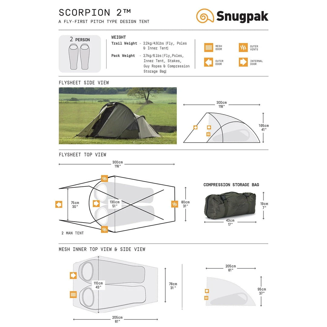 Tents & Shelters SNUGPAK SCORPION 2 TENT | Compact Two-Person Fly-First Pitch Tent Tents & Shelters SNUGPAK SCORPION 2 TENT | Compact Two-Person Fly-First Pitch Tent