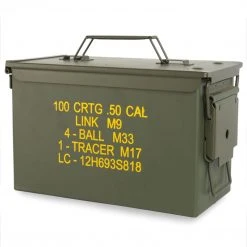 Mil-Tec Bags, Packs & Boxes US M2A1 50 CAL AMMO BOX GREEN | Steel Storage Box For Tools And More