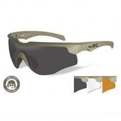 Wiley X Sunglasses WX ROGUE COMM | Wiley-X Ballistic Glasses, Tan Frame, Grey/Clear/Rust